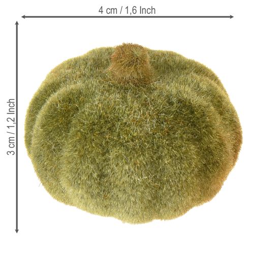 Artikel Mini græskardekoration flocket sprededekoration 6 farver Ø4cm 24 stk