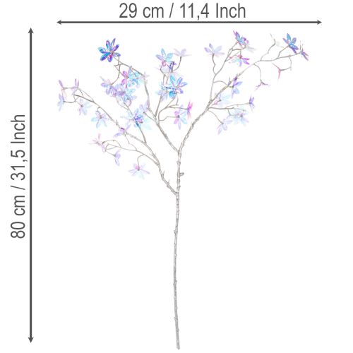 Kunstig blomstrende gren med iriserende blomster, 80 cm | Floristik24.dk