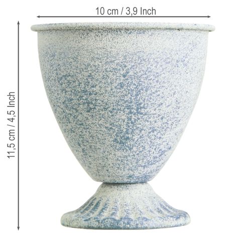 Artikel Mini trofæ vase kalk metal hvid blå H11,5cm 2stk