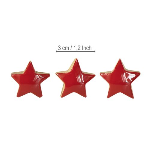 Artikel Mini stjerner rød mangotræ dekoration træstjerner Ø3 cm 9 stk