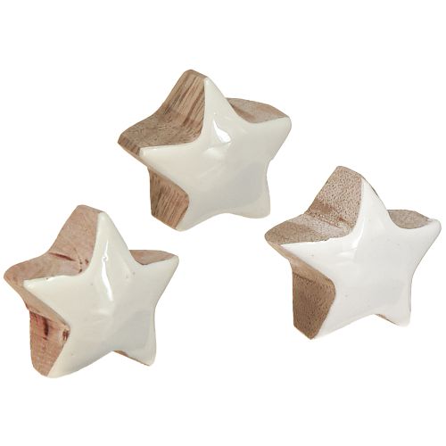 Floristik24 Mini stjerner hvide mangotræ træstjerner dekoration Ø3cm 9 stk