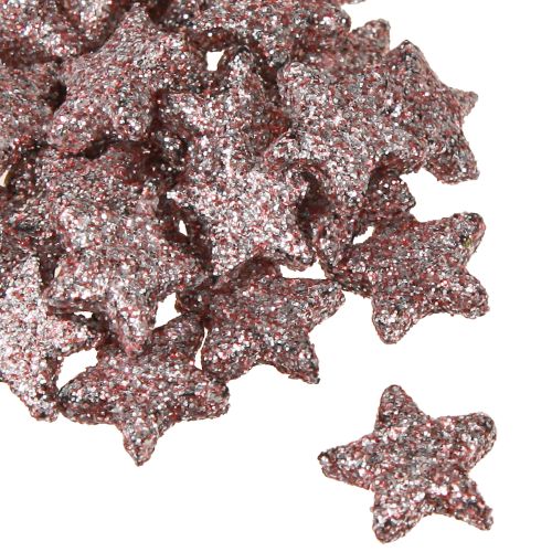 Artikel Mini spredt dekoration stjerner dekoration glimmer pink 1,5cm 144 stk