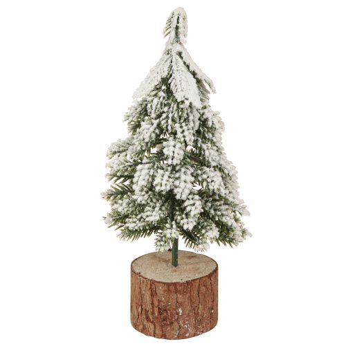 Artikel Mini juletræ træfod grøn hvid Ø8cm H18cm 3stk