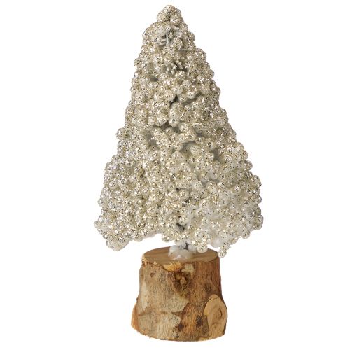 Mini juletræsborddekoration champagne hvid H8cm 12 stk