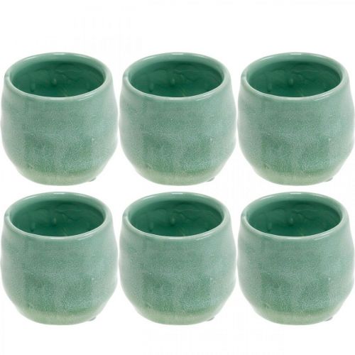 Floristik24 Mini cachepot, keramik beholder, dekorativ lanterne, potte bølgemønster Ø8cm 6 stk.