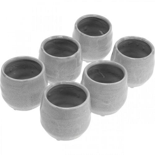 Floristik24 Keramisk cachepot, mini plantepotte, keramisk dekoration, lanterne bølgemønster Ø8cm 6 stk.