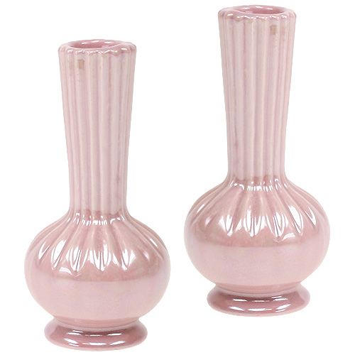 Floristik24 Mini vase perlemor pink Ø5cm H10cm 6stk