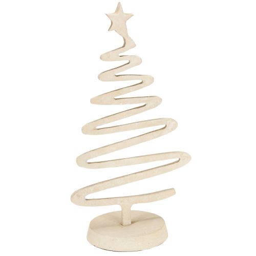Mini juletræsdekoration i metal med leroptik i beige H30cm