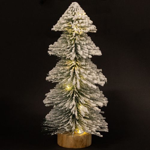 Artikel Mini juletræ med LED-belysning i gran med sne 28 cm