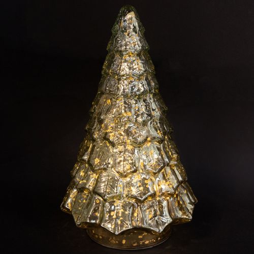 Artikel Mini juletræ med LED-belysning grøn guld 28 cm