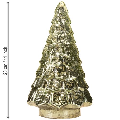 Artikel Mini juletræ med LED-belysning grøn guld 28 cm