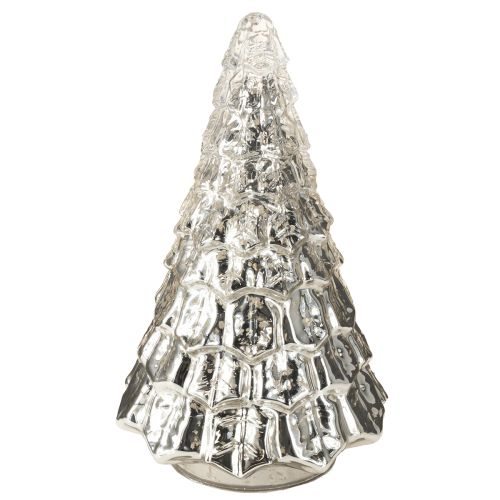 Mini juletræ med LED-belysning sølvguld 28cm