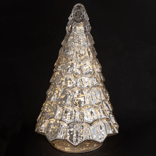 Artikel Mini juletræ med LED-belysning sølvguld 28cm