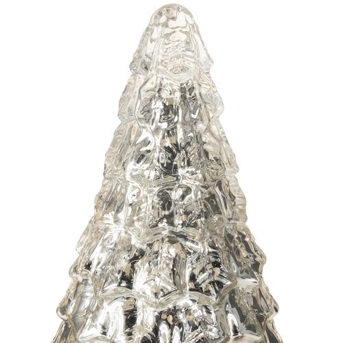 Artikel Mini juletræ med LED-belysning sølvguld 28cm