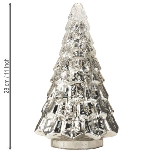 Artikel Mini juletræ med LED-belysning sølvguld 28cm