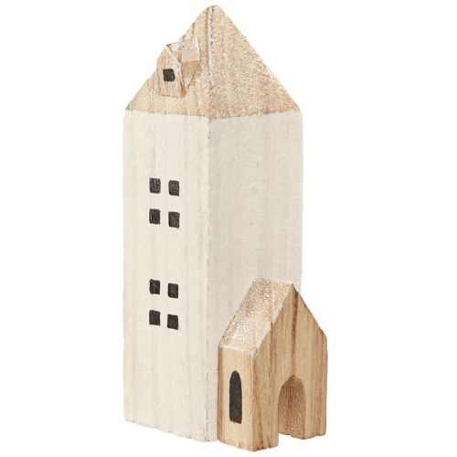 Artikel Mini julelandsby trædekoration hvid naturfarvet H13/7cm 6 stk