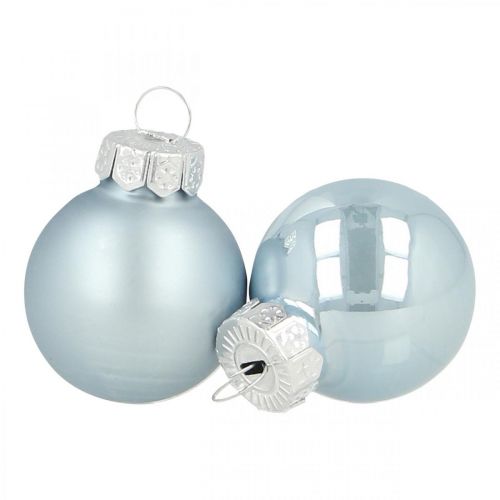 Mini julekugle glas blå glans/mat Ø2,5cm 24p