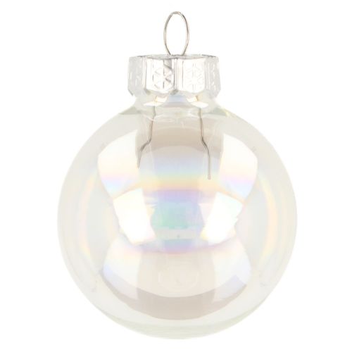 Mini julekugler glas iriserende klare 4 cm 24 stk