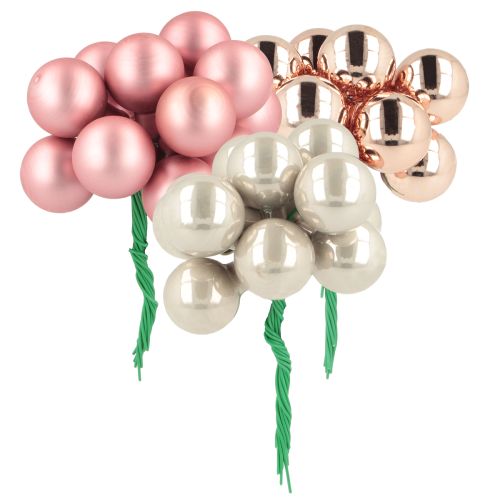 Floristik24 Mini julekugler glas spejl bær pink creme Ø20mm 140 stk