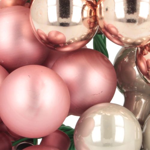Artikel Mini julekugler glas spejl bær pink creme Ø20mm 140 stk