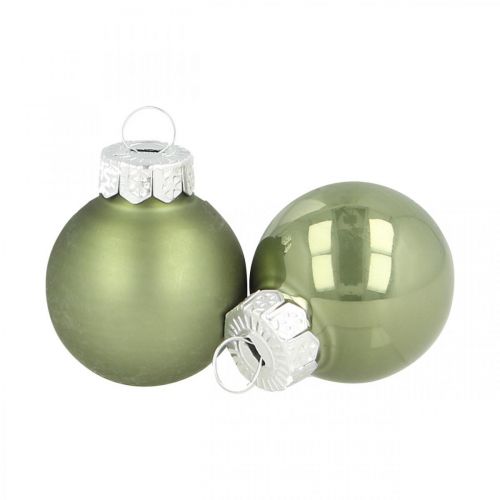 Floristik24 Mini julekugler glas grøn glans/mat Ø2,5cm 24 stk