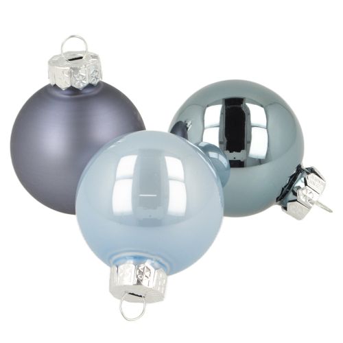Mini julekugler glas blå mat metallisk Ø4cm 24 stk