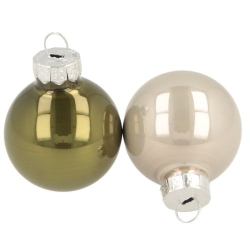 Mini julekugler glas grøn sølvgrå Ø3cm 22 stk