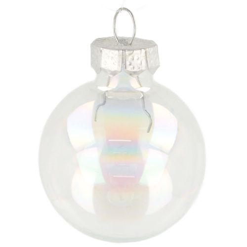 Mini julekugler glaskugler iriserende klare 3 cm 22 stk.