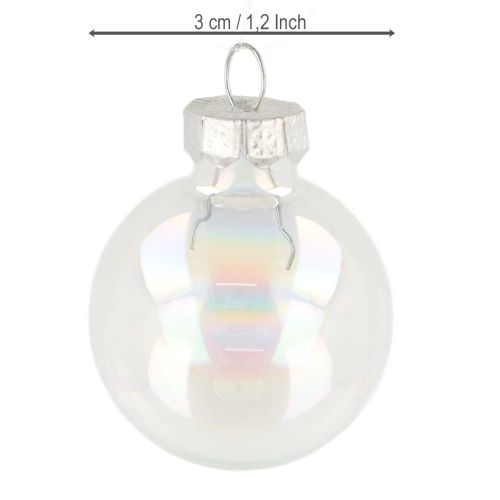 Artikel Mini julekugler glaskugler iriserende klare 3 cm 22 stk.