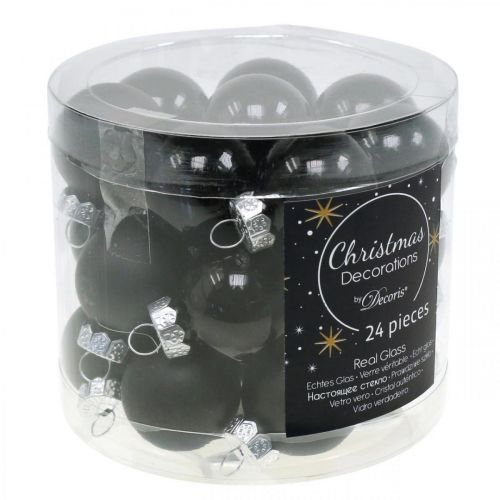 Artikel Mini julekugler glas sort glans/mat Ø2,5cm 24 stk