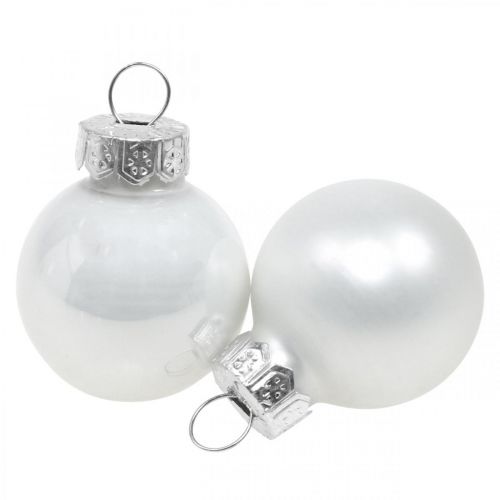 Artikel Mini julekugler glas hvid glans/mat Ø2,5cm 24 stk
