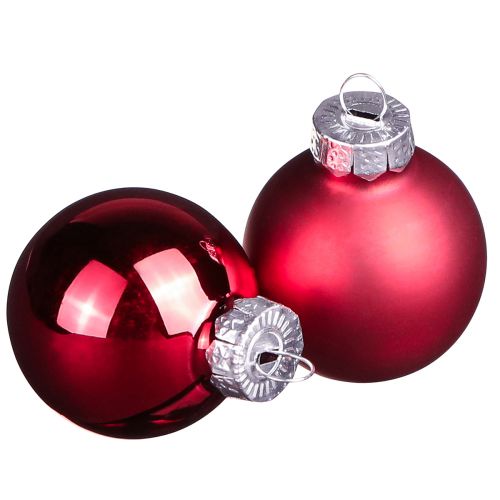 Artikel Mini julekugler rød glas mat glans Ø3cm 22 stk