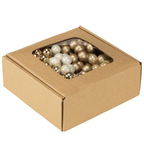 Artikel Mini julekugler på ståltråd guld, creme Ø1,5 cm 140 stk