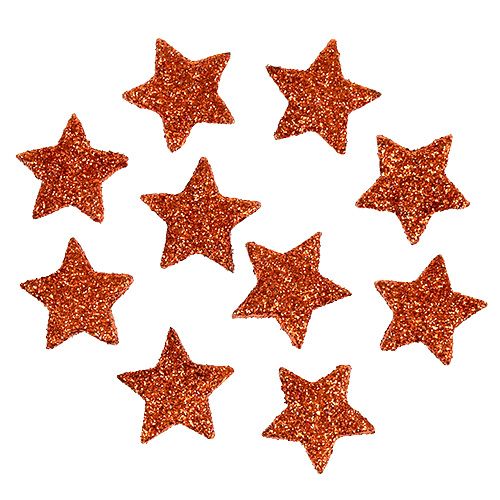 Floristik24 Mini glitter stjerne orange 2,5cm 48stk