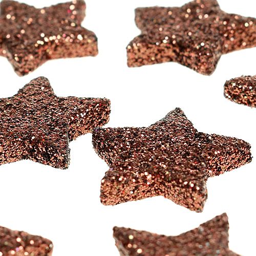 Floristik24 Mini glitterstjerne til drys brun 2,5cm 48 stk