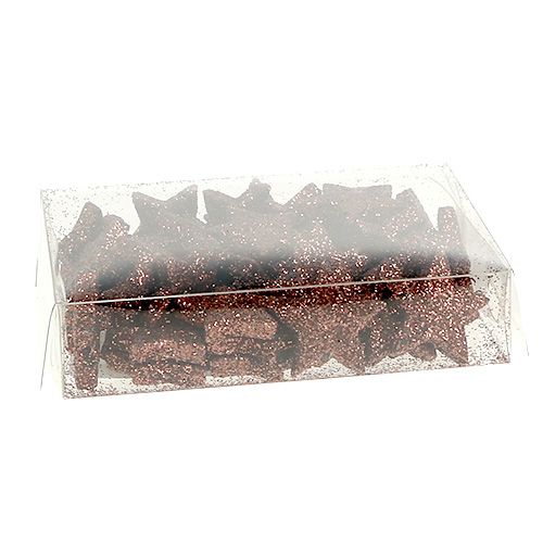Floristik24 Mini glitterstjerne til drys brun 2,5cm 48 stk