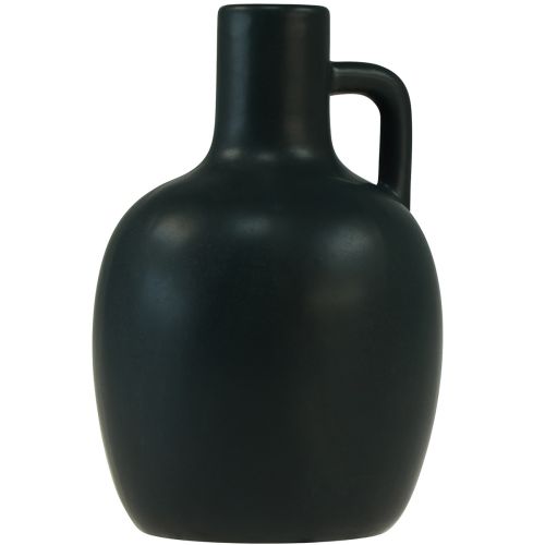 Artikel Mini keramik vase mat sort med hank Ø9cm H14,5cm