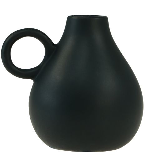 Mini keramik vase sort hank keramisk dekoration H8,5cm