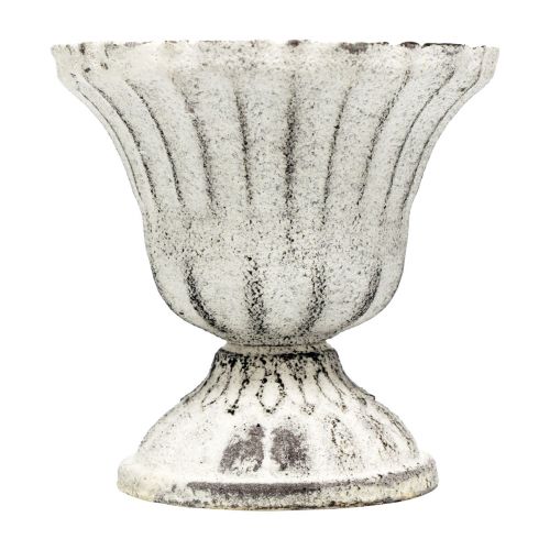 Floristik24 Mini Kop Vase Metal Kalk Hvid Grå Antik Ø8cm H8cm