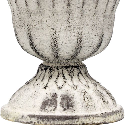 Floristik24 Mini Kop Vase Metal Kalk Hvid Grå Antik Ø8cm H8cm