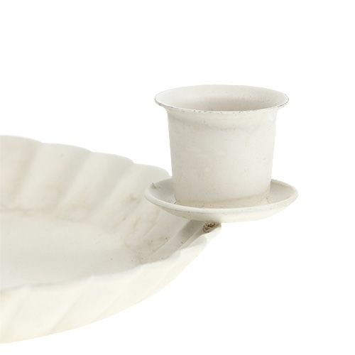 Floristik24 Miniplade med 4x trælyslys Ø10cm creme