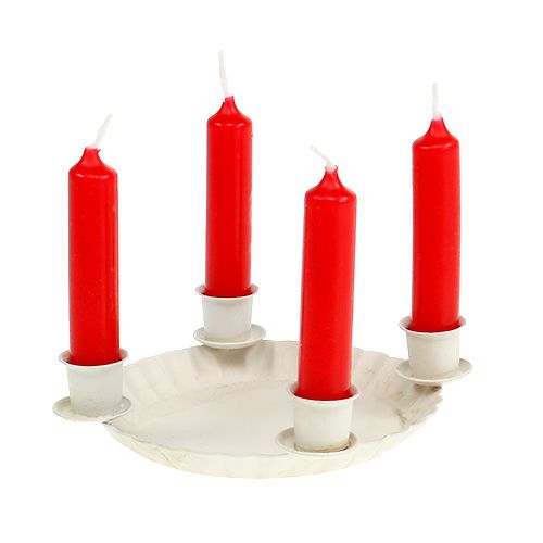 Floristik24 Miniplade med 4x trælyslys Ø10cm creme