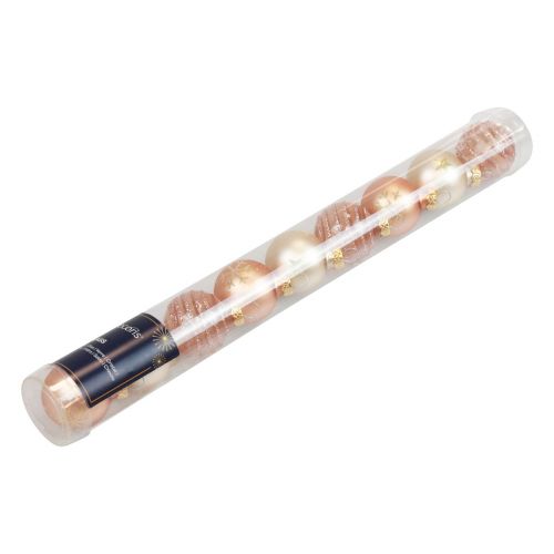 Floristik24 Mini julekugler glas creme kobber glaskugler Ø3cm 9stk