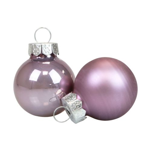 Mini julekugler glas lilla lilla glans/mat Ø2,5cm 20stk