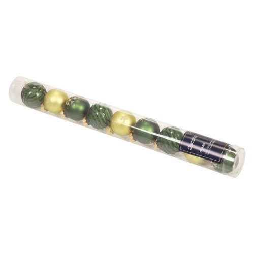 Floristik24 Mini julekugler glas grøn guld glaskugler Ø3cm 9 stk