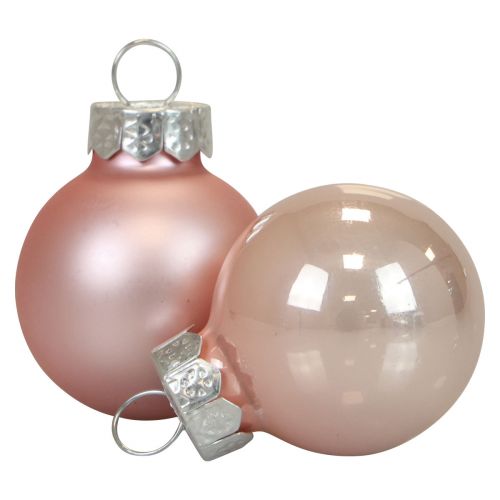 Mini julekugler glas pink mat/blank Ø2,5cm 20 stk