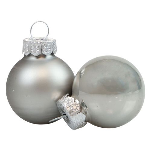 Mini julekugler glas sølv glans/mat Ø2,5cm 20 stk