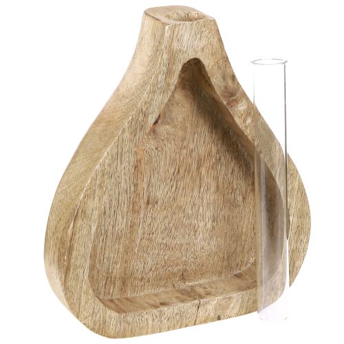 Artikel Mini vase glas reagensglas klar træ dekoration natur H17cm 2stk