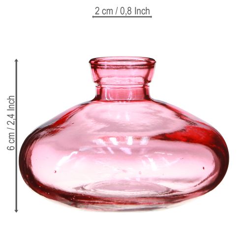 Artikel Minivaser glas løg flade pink tonet Ø9cm H6cm 6 stk