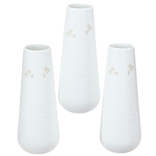 Artikel Porcelænsvase hvid med guldmotiv – Elegant blomstervase i sæt af 3 H12cm 3 stk.